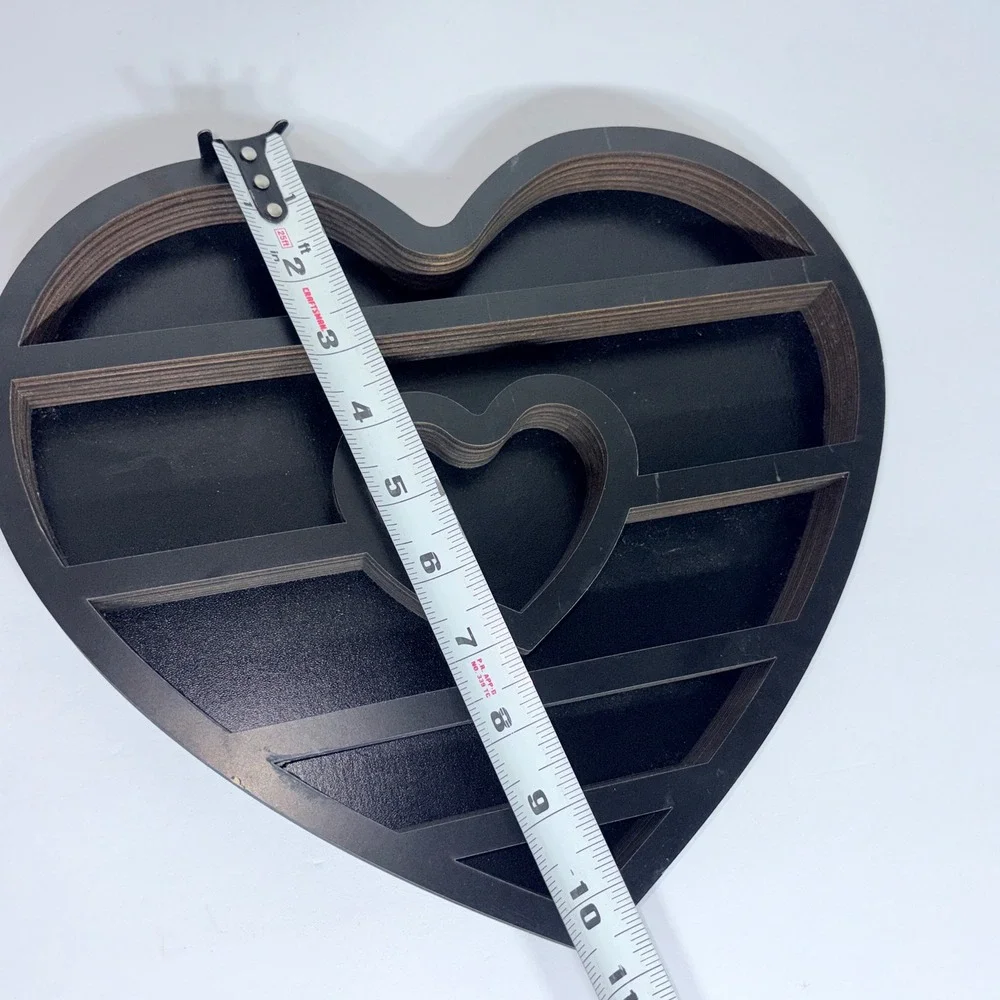 Heart Shaped Wall Shelf Wooden Floating Crystal/Oils Display Rack Boho Decor